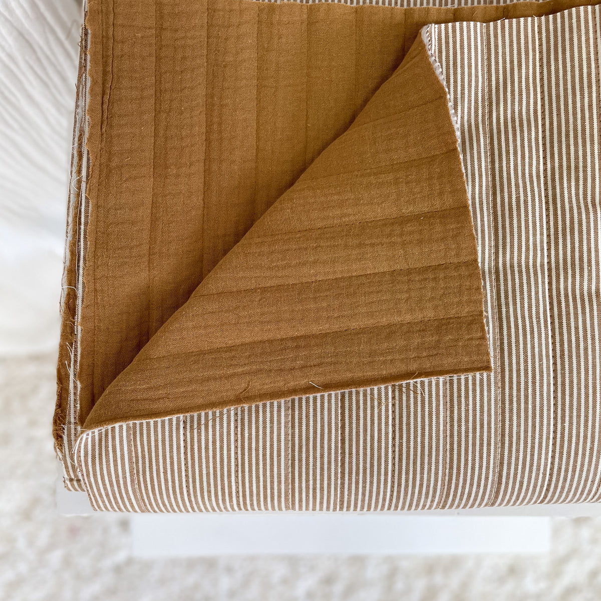 Quilted cotton / stripes - caramel