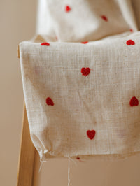 Linen  / Embroidered hearts
