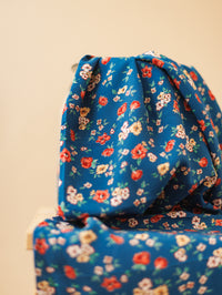 Viscose / Navy + Marsala Flowers