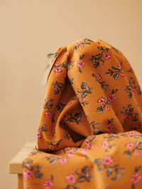 Babycord / Burnt Orange Vintage flowers