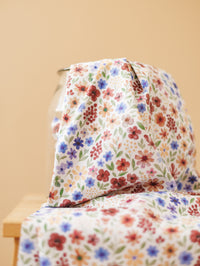 Cotton Poplin / Rust & Blue Flowers