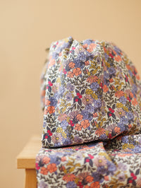 Cotton Poplin / Peach + Khaki Floral