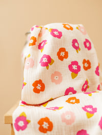 Muslin / Orange + Pink Flowers