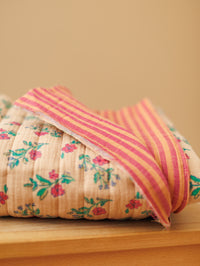 Quilted muslin / Vintage Flowers Peach