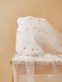 Tulle / Embroidered Blush flowers