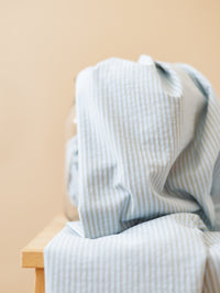 Cotton Seersucker - Thin stripes / Sage + Sky Blue
