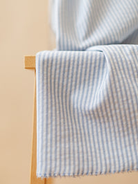 Cotton Seersucker - Thin stripes / Sky Blue