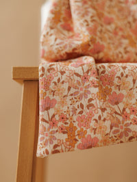 Ribbed Jersey / Peach + Rose Florals