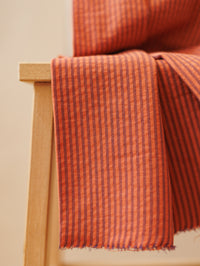 Cotton Seersucker - Thin stripes / Clay + Aubergine