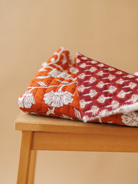 Quilted cotton / Floral Terracotta