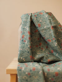Cotton / Vintage Vines - Rosemary + burgundy