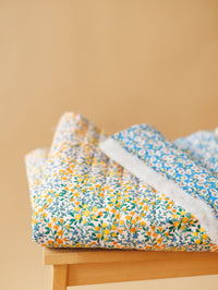 Quilted muslin / Blue + Yellow Flowers