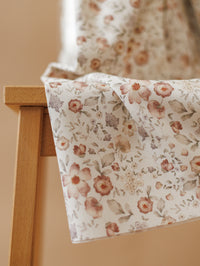 Cotton Poplin / Dusty olive & beige flowers