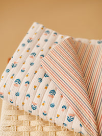 Quilted muslin / Blush Tulips & Stripes