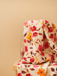 Viscose / Natural + sienna floral