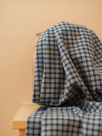 Cotton /  Navy + Beige Plaid - mini