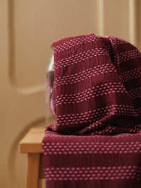 Cotton Jacquard Dobby / Burgundy & Stripes