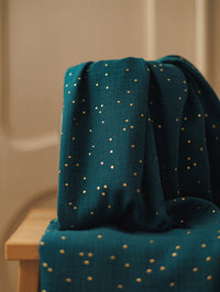 Muslin / golden dots - Emerald