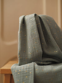 Muslin / golden dots - Sage