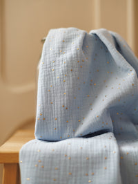 Muslin / golden dots - Light Blue