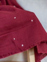 Muslin / Embroidered dots - Burgundy