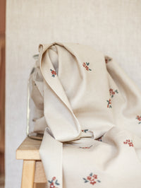 Babycord / Beige + Burgundy Flowers