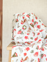 Cotton muslin / Christmas Foxes & Owls