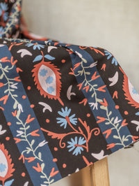 Cotton Poplin / Vintage Folk Flower Stripes