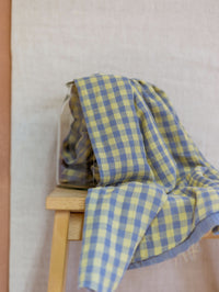 Muslin / Checkers - Lemon + Sky Blue