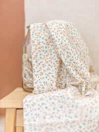 Cotton Poplin / Caramel + Sky Blue Twigs