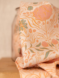 Bamboo viscose / Pink + Turquoise flowers