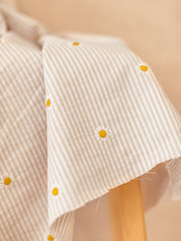 Cotton Seersucker / Stripes & Daisies -Sand
