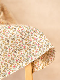 Muslin / Tiny Fuchsia & Dusty Blue Flowers