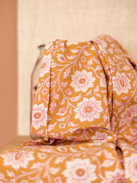 Cotton Poplin / Caramel & Rose Floral