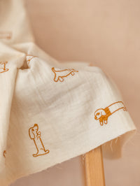 Natural Muslin / Embroidered Dogs