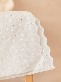 Cotton / Embroidered Flowers With trim - Ivory