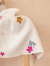 Muslin / Embroidered flowers - Pink