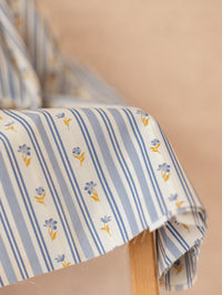 Cotton Poplin / Stripes & Flowers - blue