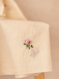 Cotton Voile / Embroidered rose flowers