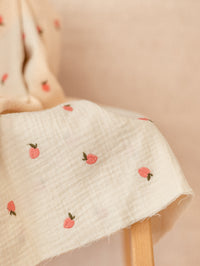Natural Muslin / Embroidered Peaches