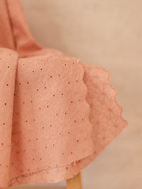 Cotton / Embroidered Flowers With trim - Dusty Peach