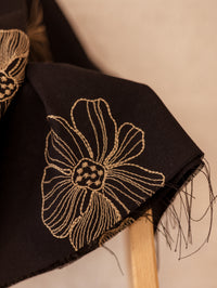 Linen + Viscose / Black Embroidered Floral