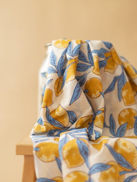 Cotton / Blue + Yellow lemons