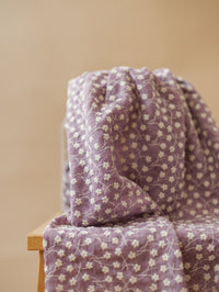 Embroidered cotton / tiny flowers - lavender