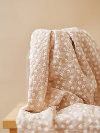 Embroidered cotton / tiny flowers - Sand