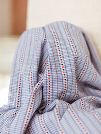 Cotton Poplin / Embroidered hearts / Light Blue