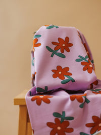 Cotton jersey / Daisy - Lilac + rust
