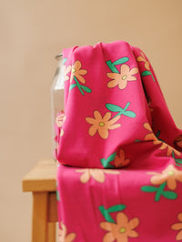 Cotton jersey / Daisy - Fuchsia + Peach