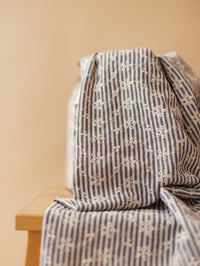 Cotton embroidery + stripes / Dark Grey