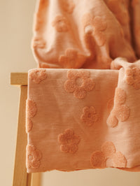 Cotton jersey / Terry Flowers - Peach